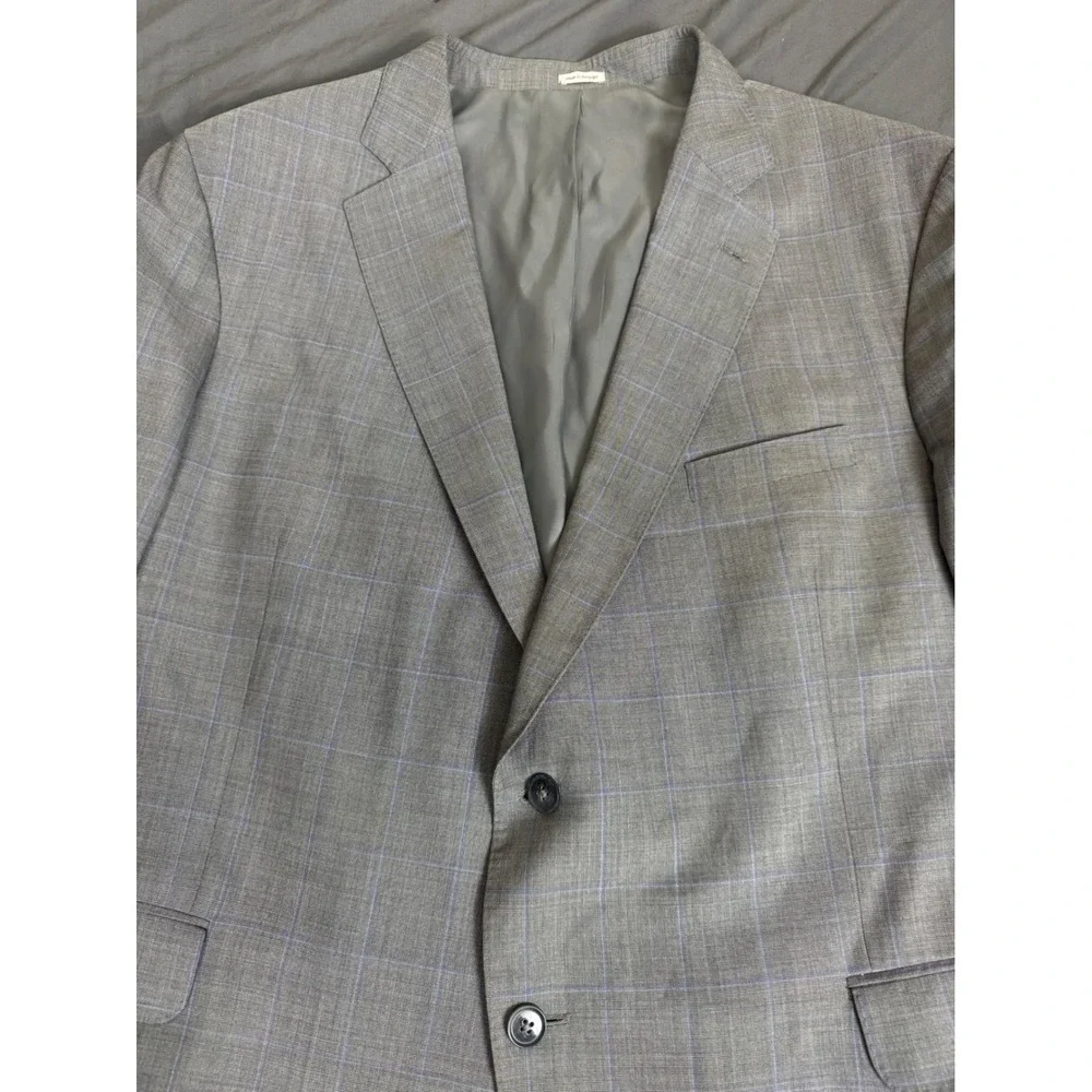 Peter Millar Grey Glen Plaid Virgin Wool Sport Coat Blazer 50R Made in Portugal